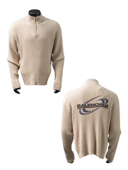 BALENCIAGA 26FW BLCG WAVE LOGO HALF-ZIP KNIT SWEATER – 1:1 HIGH END