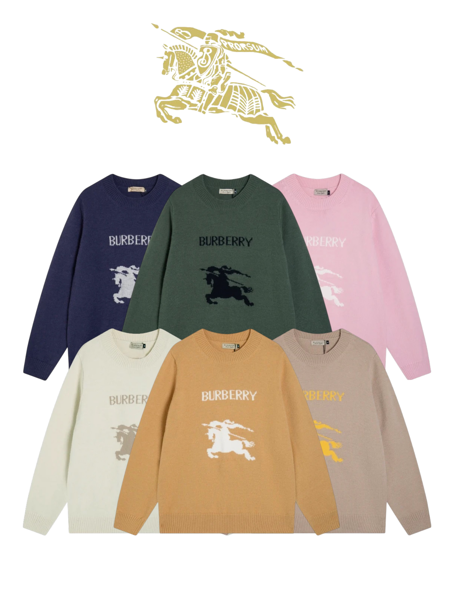 BURBERRY EQUESTRIAN KNIGHT LOGO KNIT SWEATER – 1:1 HIGH END