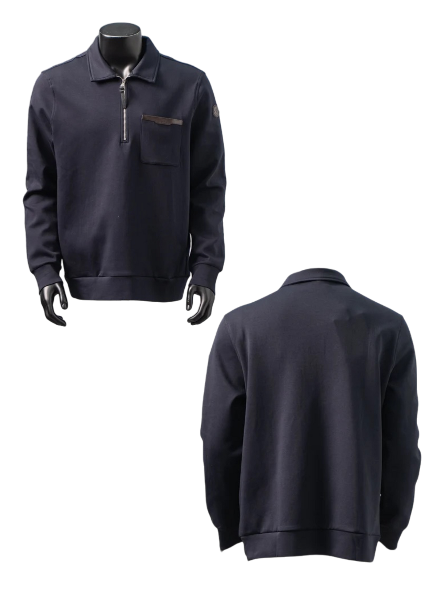 MONCLER LEATHER LOGO HALF-ZIP SWEATSHIRT– 1:1 HIGH END