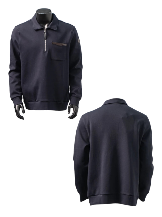 MONCLER LEATHER LOGO HALF-ZIP SWEATSHIRT– 1:1 HIGH END