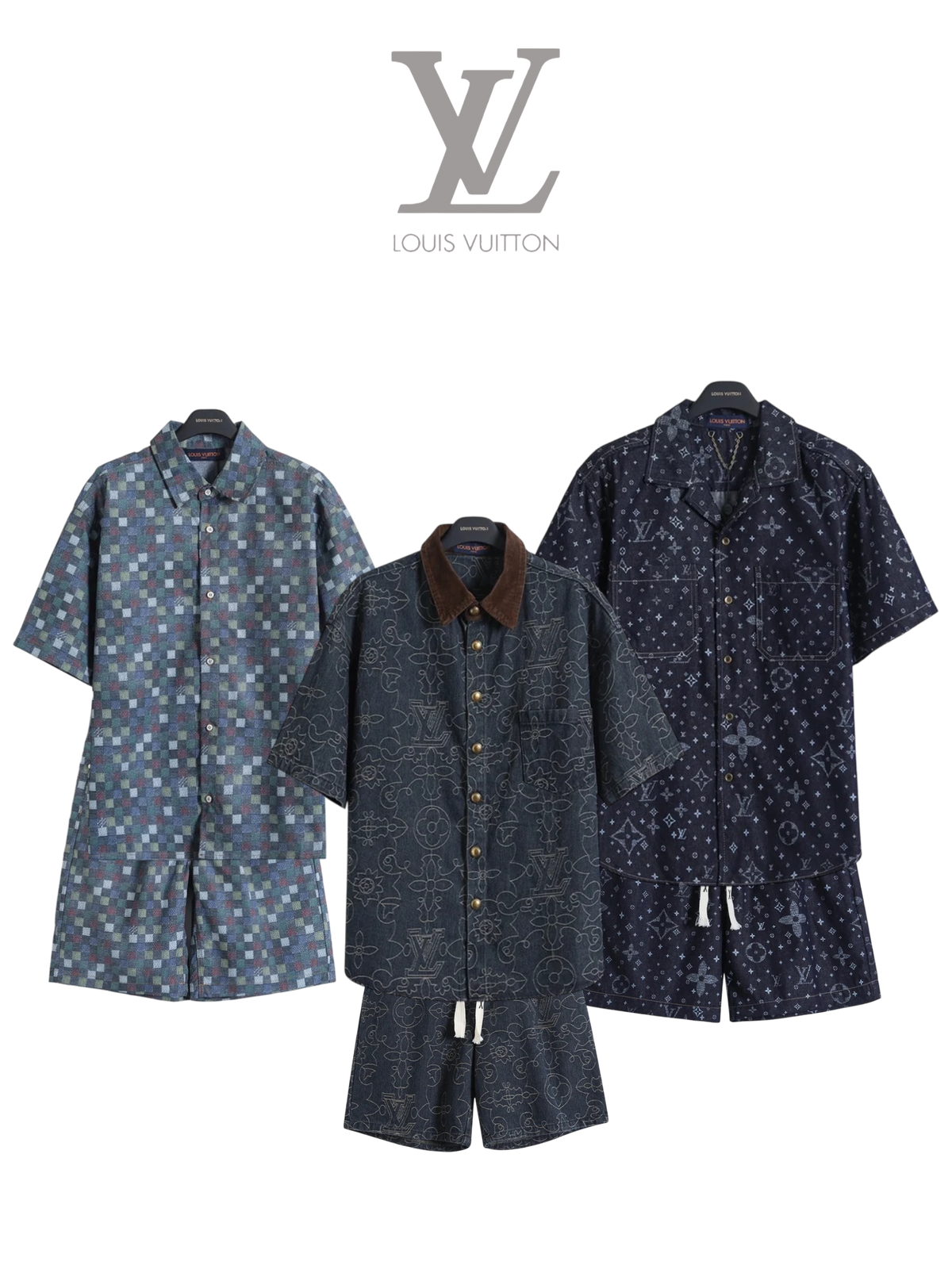 LOUIS VUITTON SKETCH CITY PRINT SILK SHIRT & SHORTS SET – 1:1 HIGH END