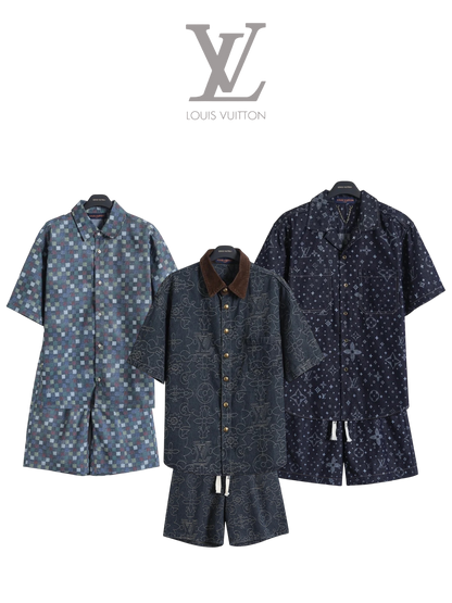 LOUIS VUITTON SKETCH CITY PRINT SILK SHIRT & SHORTS SET – 1:1 HIGH END