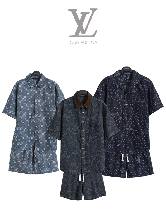 LOUIS VUITTON SKETCH CITY PRINT SILK SHIRT & SHORTS SET – 1:1 HIGH END