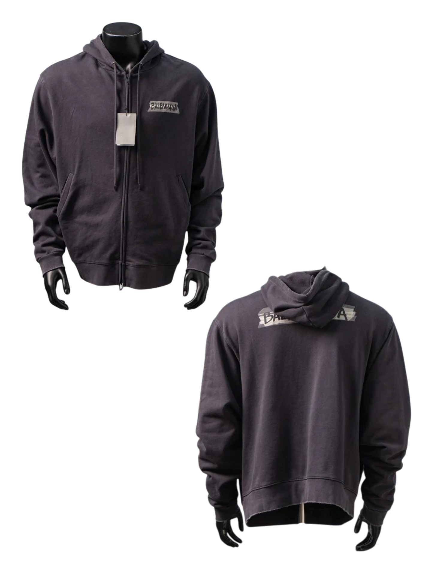 BALENCIAGA OVERSIZED DISTRESSED ZIP-UP HOODIE – 1:1 HIGH END