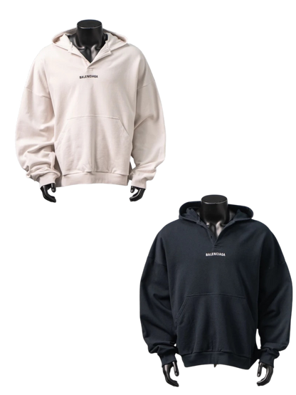 BALENCIAGA EMBROIDERED LOGO V-NECK HOODIE– 1:1 HIGH END