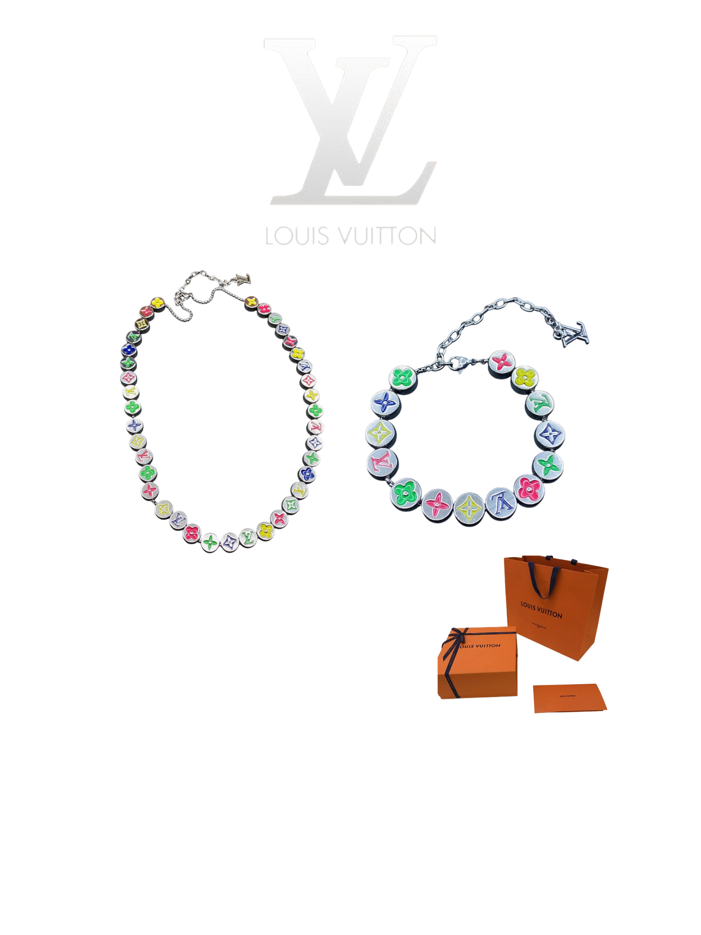 LOUIS VUITTON MONOGRAM COLORS BRACELET/NECKLACE – Full Set - 1:1 HIGH END