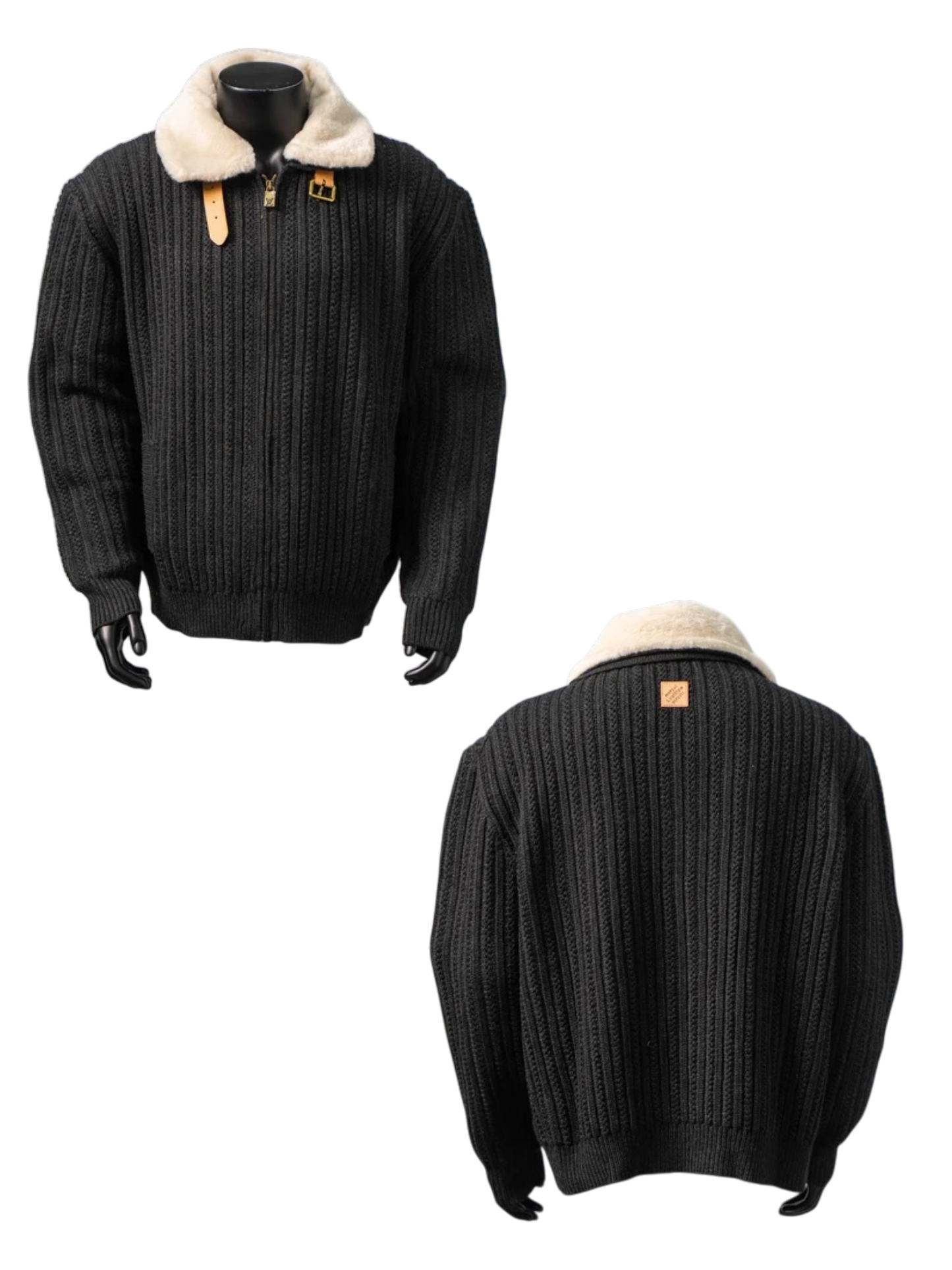 LOUIS VUITTON SHEARLING COLLAR KNIT ZIP JACKET – 1:1 HIGH END