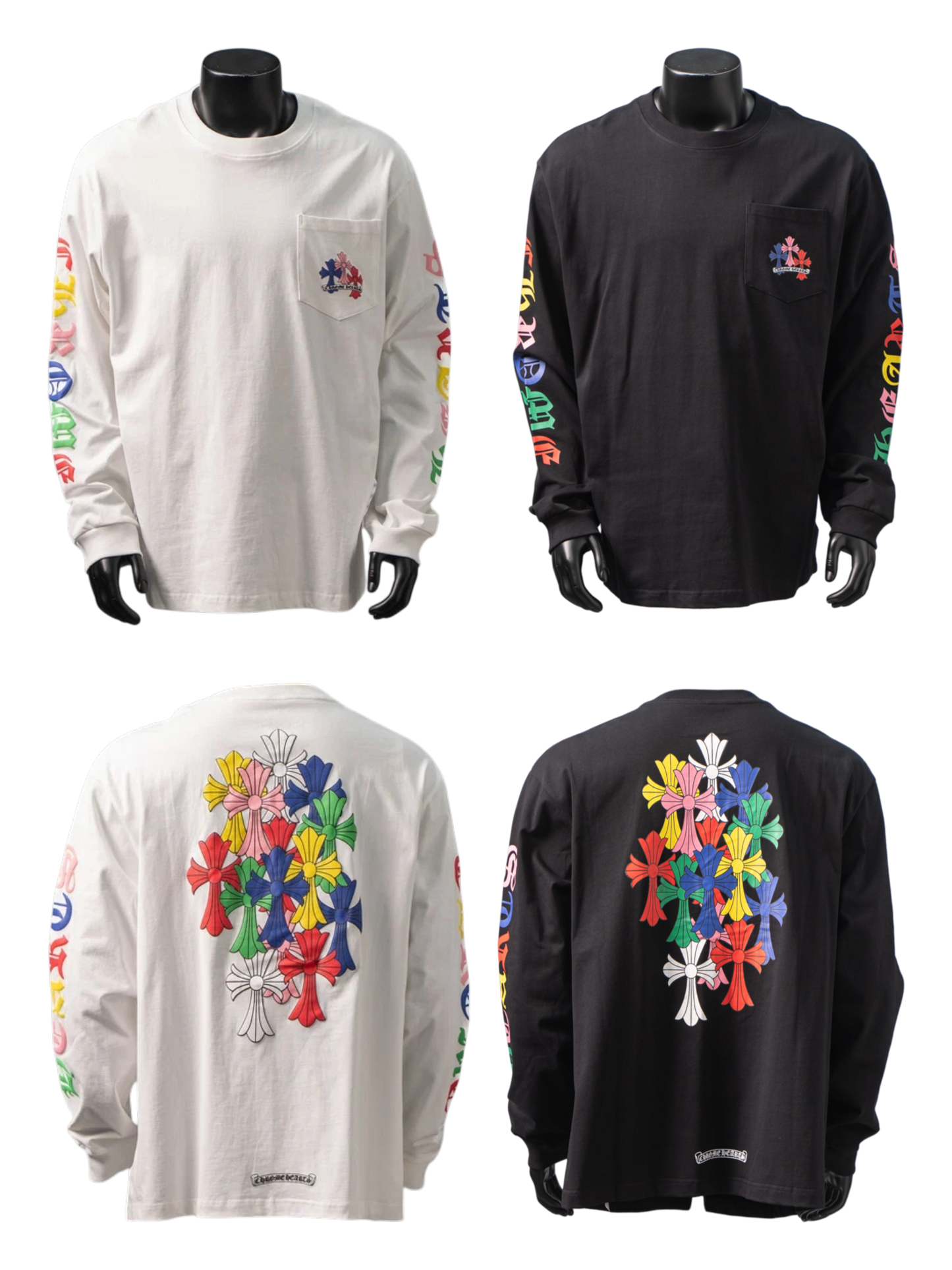 CHROME HEARTS CH MULTI-COLOR CEMETERY CROSS LONG SLEEVE T-SHIRT – 1:1 HIGH END