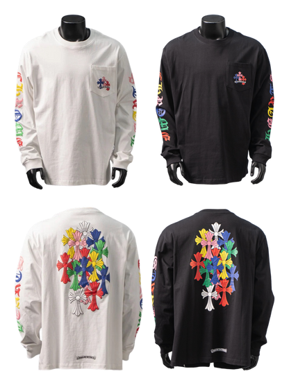 CHROME HEARTS CH MULTI-COLOR CEMETERY CROSS LONG SLEEVE T-SHIRT – 1:1 HIGH END