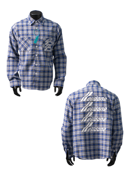 WE11DONE CLASSIC LOGO PLAID BUTTON-UP BLUE SHIRT – 1:1 HIGH END