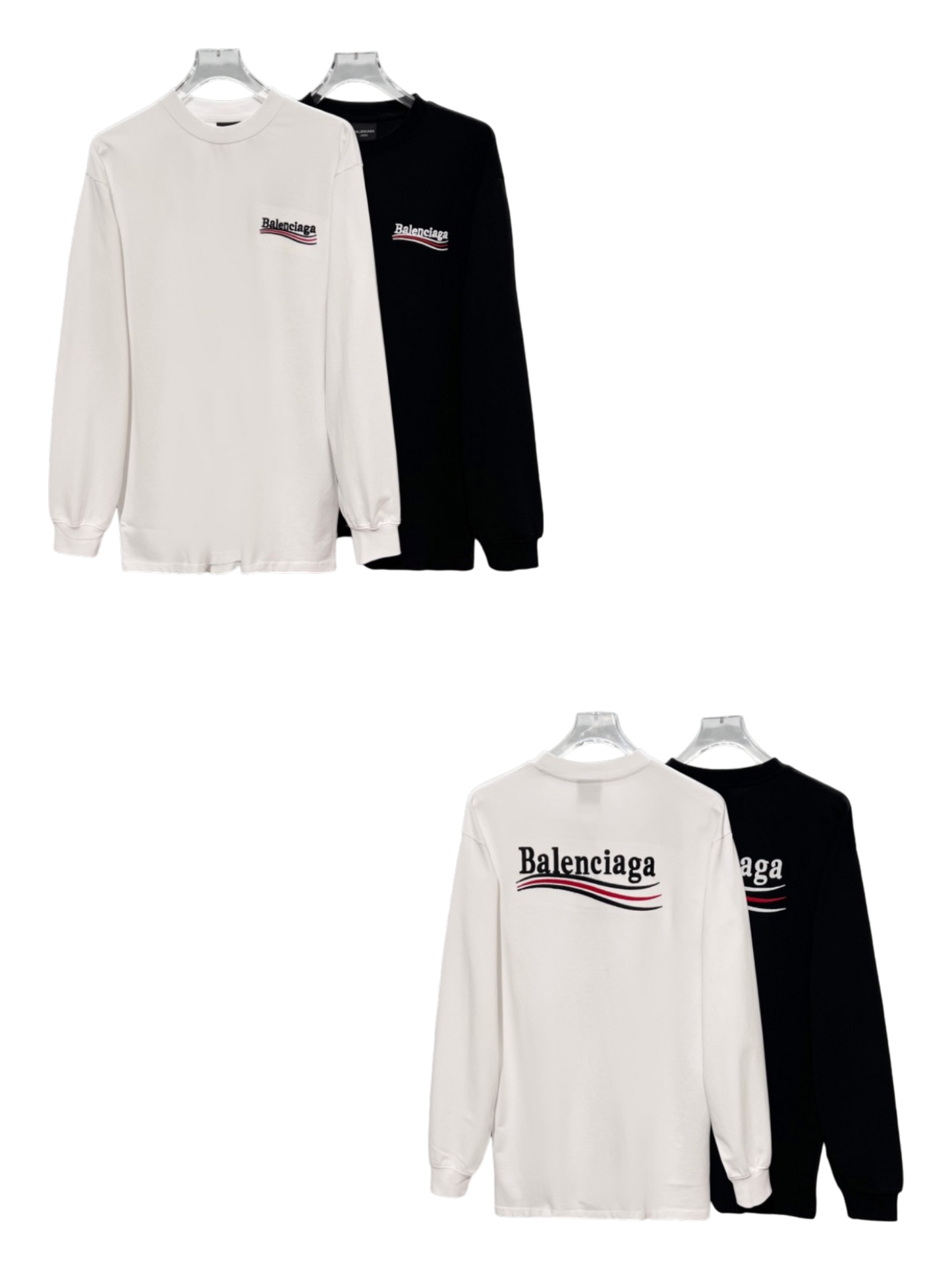 BALENCIAGA BLCG 2026FW COLA WAVE LOGO EMBROIDERED LONG SLEEVE T-SHIRT– 1:1 HIGH END