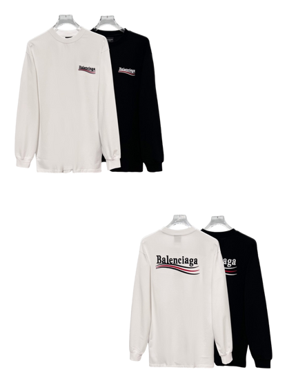 BALENCIAGA BLCG 2026FW COLA WAVE LOGO EMBROIDERED LONG SLEEVE T-SHIRT– 1:1 HIGH END