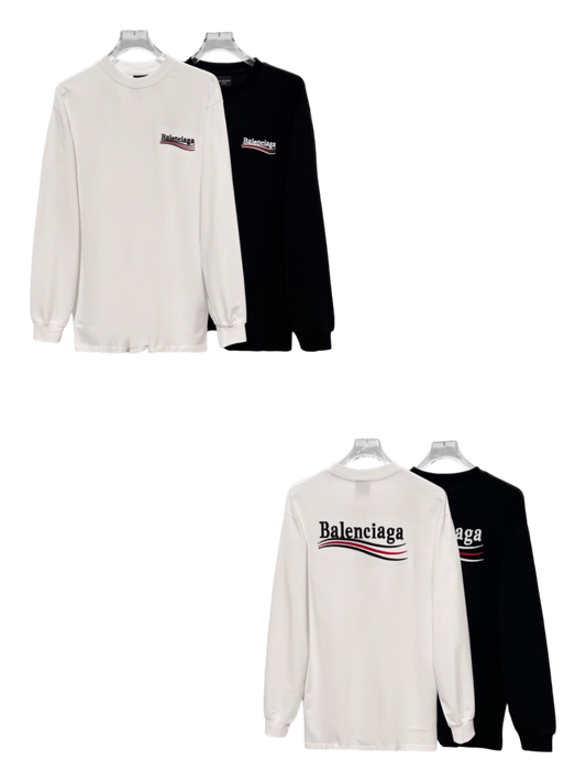 BALENCIAGA BLCG 2026FW COLA WAVE LOGO EMBROIDERED LONG SLEEVE T-SHIRT– 1:1 HIGH END