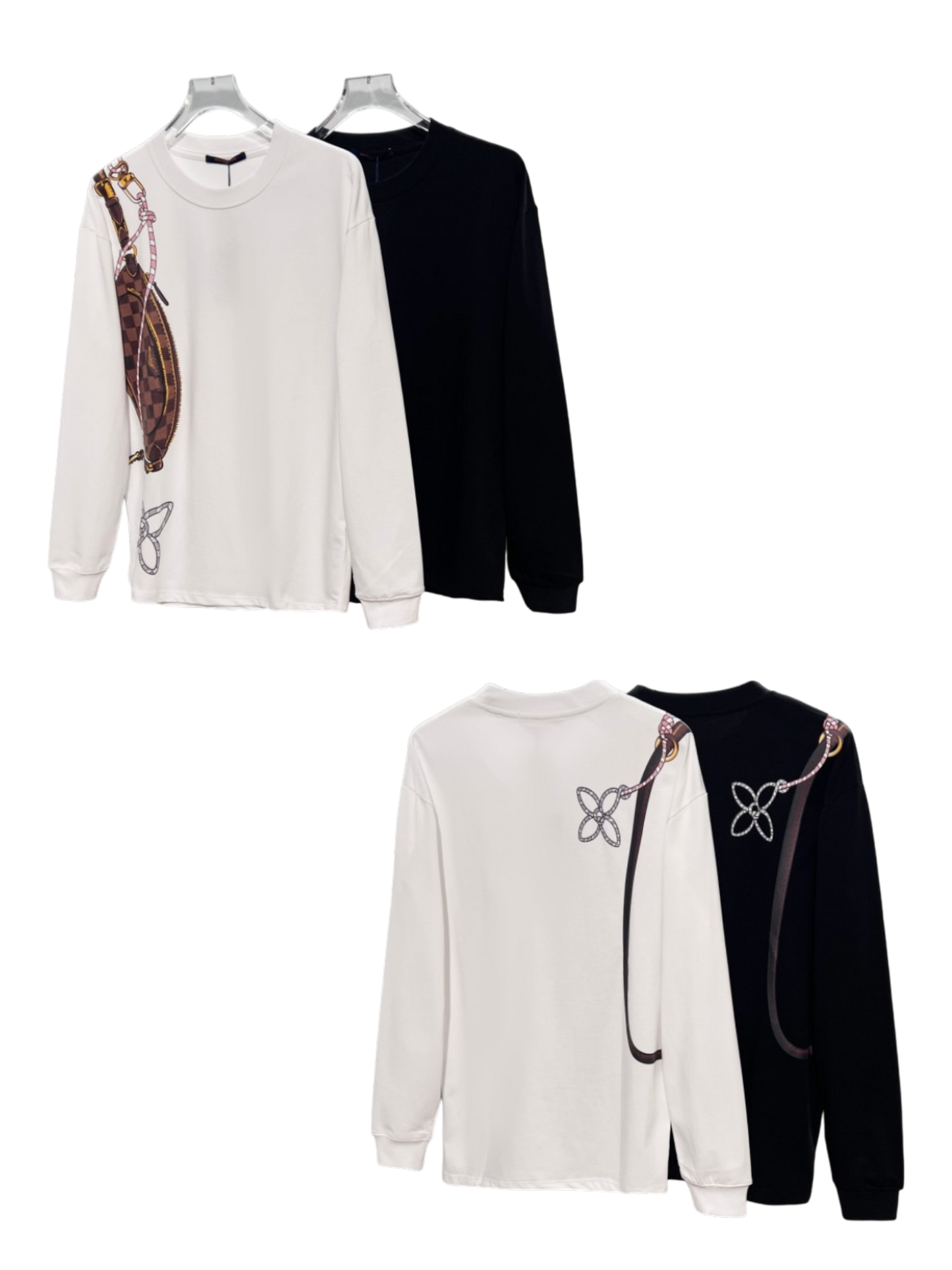 LOUIS VUITTON LV 2026FW ICONIC BAG GRAPHIC EMBROIDERED LONG SLEEVE T-SHIRT– 1:1 HIGH END