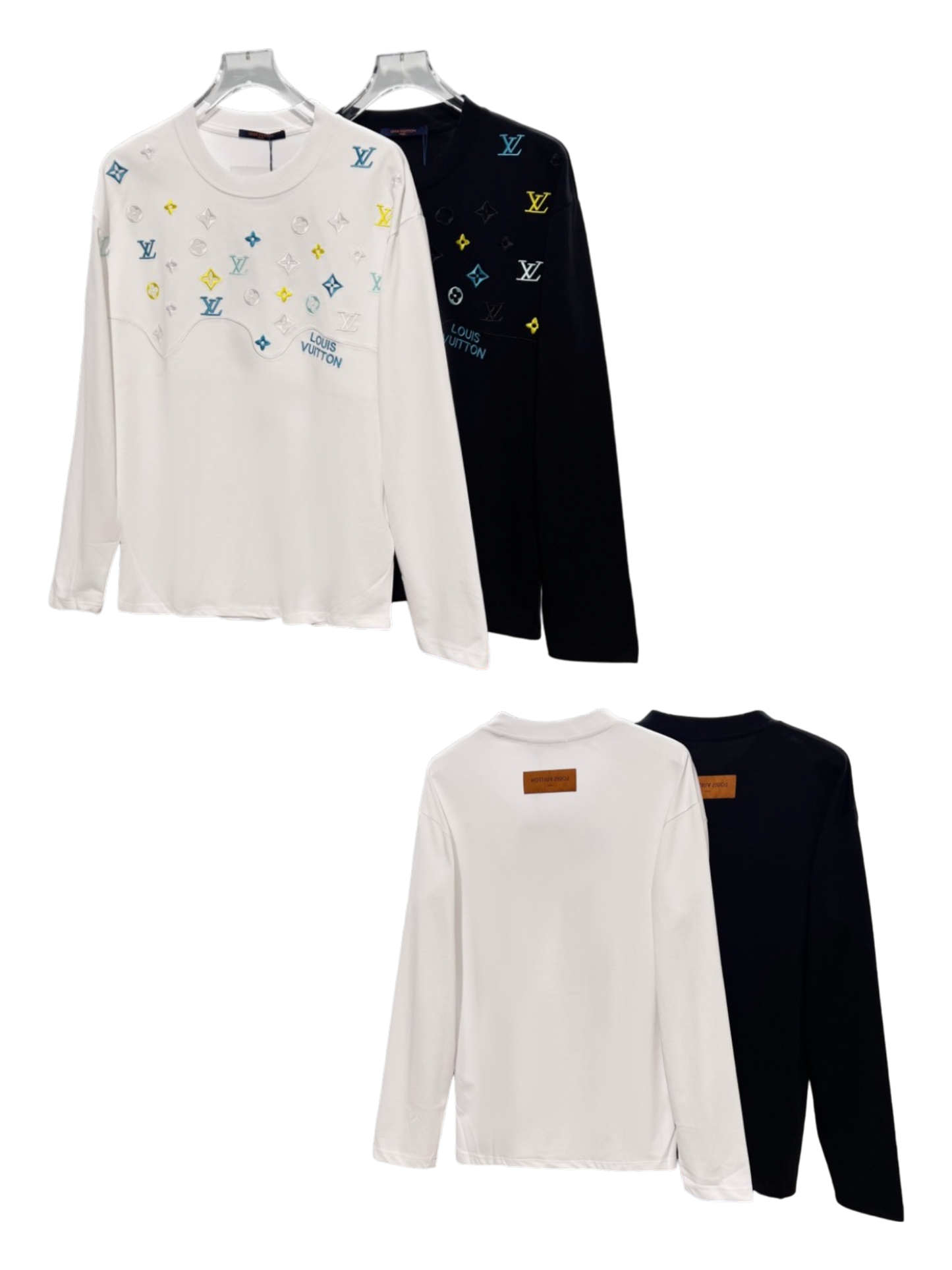 LOUIS VUITTON LV 2026FW WAVE MONOGRAM MULTI-COLOR EMBROIDERED LONG SLEEVE T-SHIRT – 1:1 HIGH END