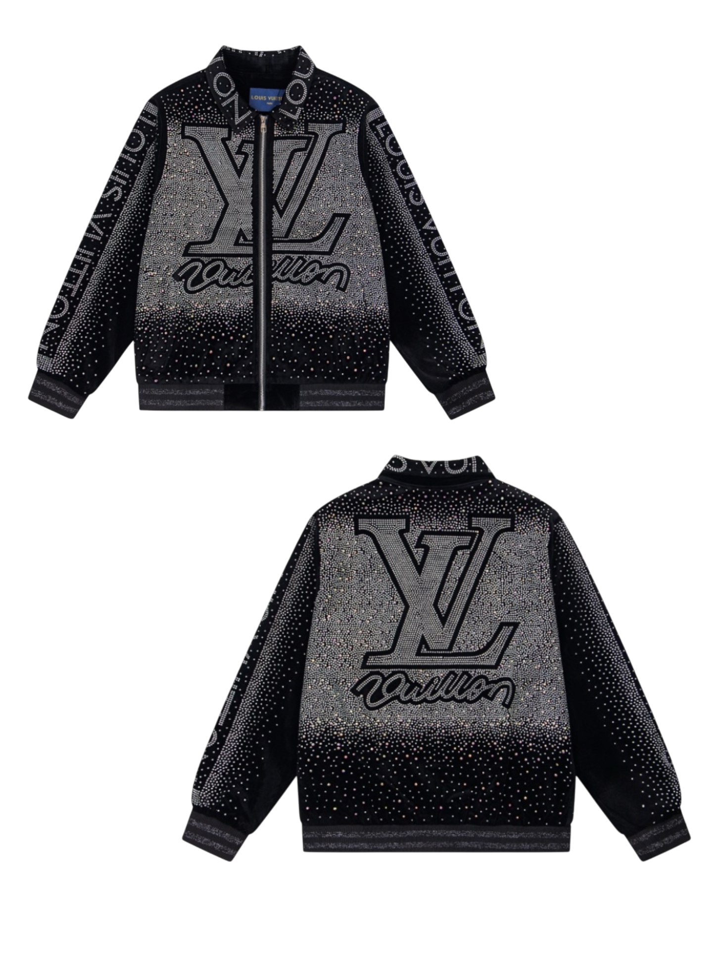 LOUIS VUITTON LV 2026FW ICONIC INITIALS & VUITTON STRASS VELOUR BASEBALL JACKET – 1:1 HIGH END