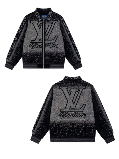 LOUIS VUITTON LV 2026FW ICONIC INITIALS & VUITTON STRASS VELOUR BASEBALL JACKET – 1:1 HIGH END
