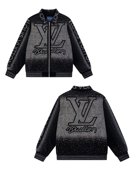 LOUIS VUITTON LV 2026FW ICONIC INITIALS & VUITTON STRASS VELOUR BASEBALL JACKET – 1:1 HIGH END