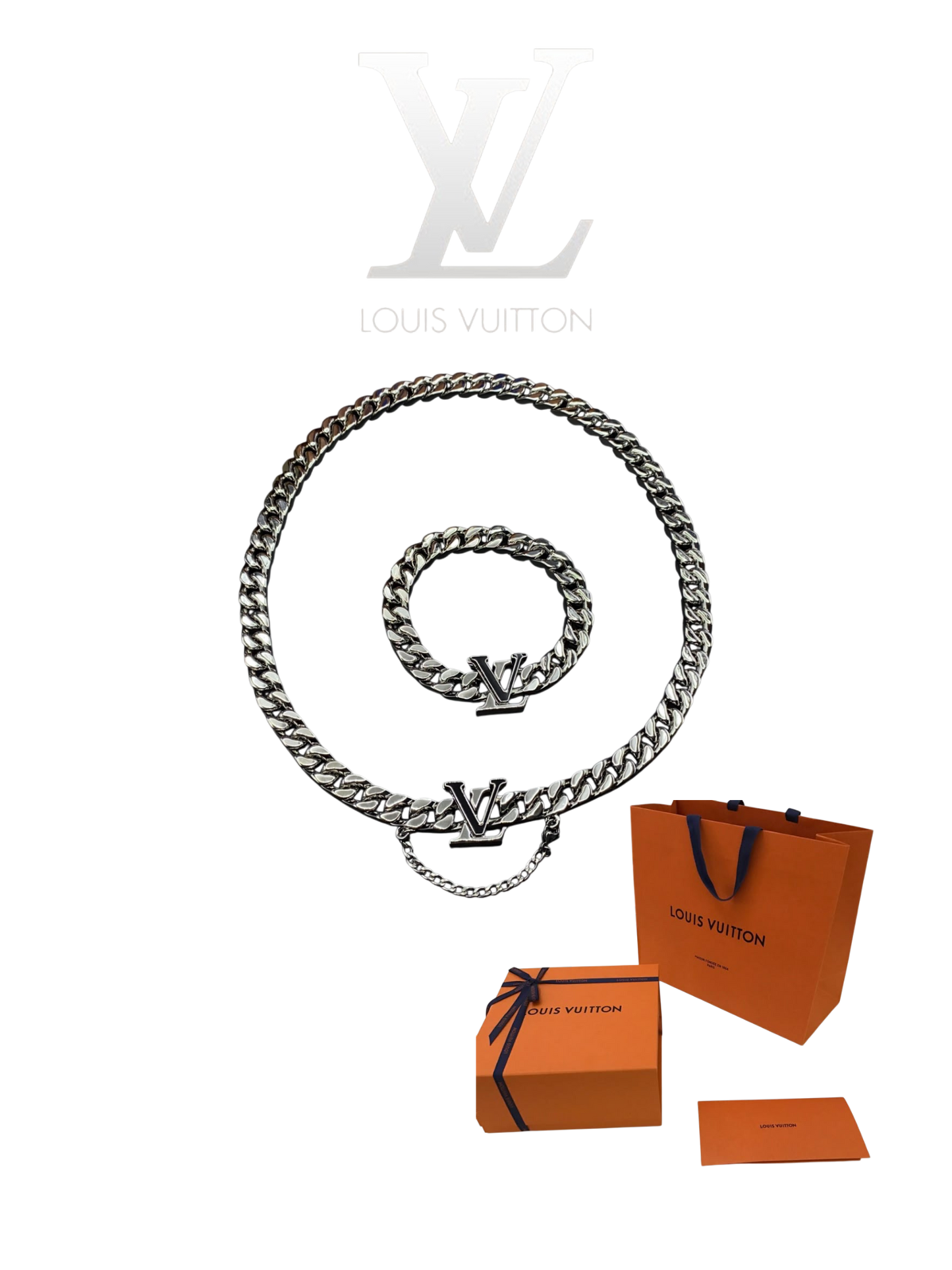 LOUIS VUITTON LV SPIKE CHAIN BRACELET/NECKLACE  – Full Set  - 1:1 HIGH END