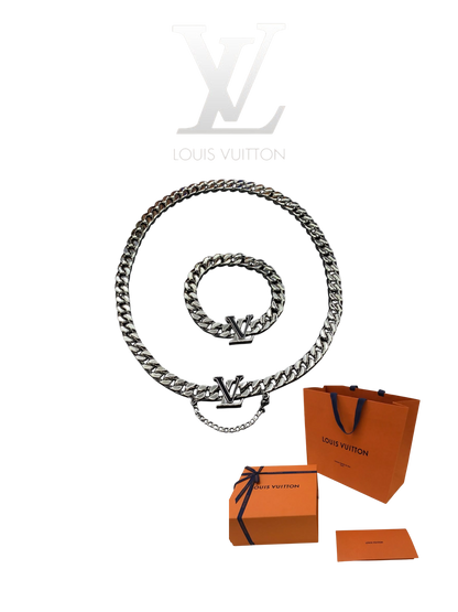 LOUIS VUITTON LV SPIKE CHAIN BRACELET/NECKLACE  – Full Set  - 1:1 HIGH END