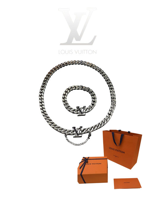 LOUIS VUITTON LV SPIKE CHAIN BRACELET/NECKLACE  – Full Set  - 1:1 HIGH END