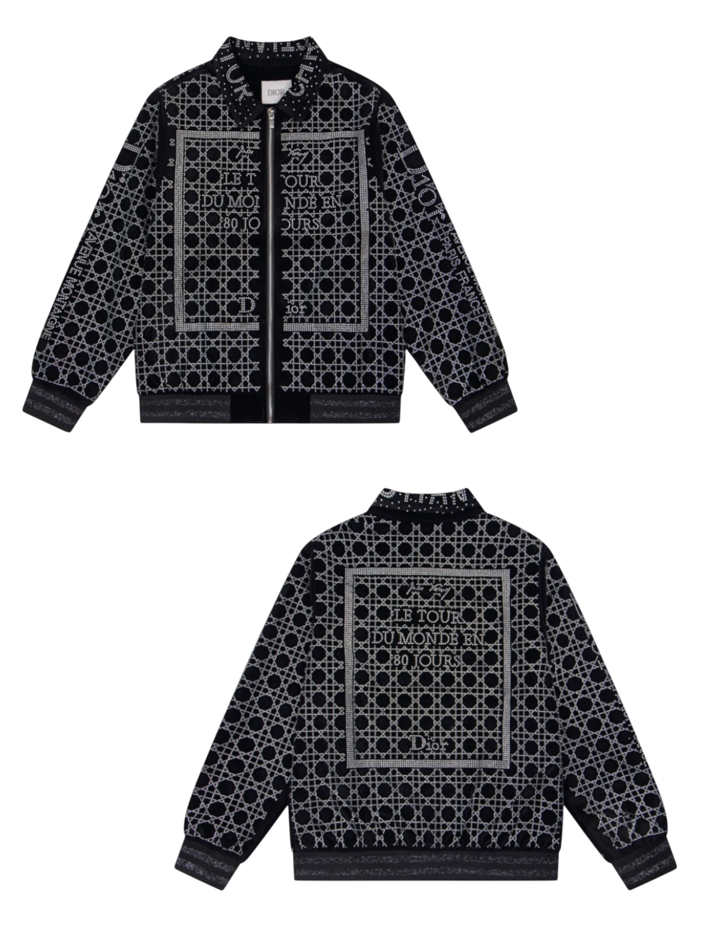 DIOR 2026FW CANNAGE & PARIS STREET MAP STRASS EMBELLISHED VELOUR BASEBALL JACKET– 1:1 HIGH END