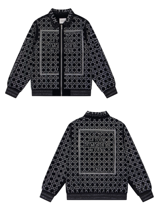 DIOR 2026FW CANNAGE & PARIS STREET MAP STRASS EMBELLISHED VELOUR BASEBALL JACKET– 1:1 HIGH END