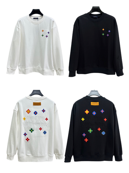 LOUIS VUITTON LV 2026FW MONOGRAM FLOWER MULTI-COLOR EMBROIDERED CREWNECK SWEATSHIRT– 1:1 HIGH END