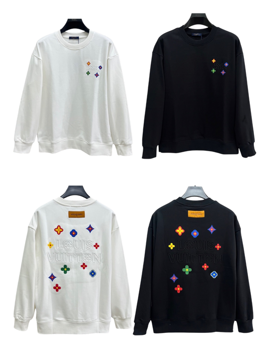 LOUIS VUITTON LV 2026FW MONOGRAM FLOWER MULTI-COLOR EMBROIDERED CREWNECK SWEATSHIRT– 1:1 HIGH END