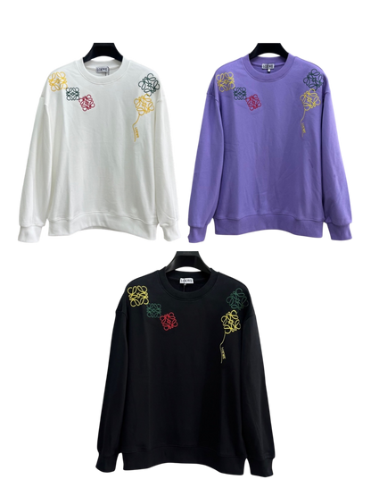 LOEWE 2026FW MULTI-COLOR ANAGRAM MONOGRAM BALLOON CREWNECK SWEATSHIRT– 1:1 HIGH END