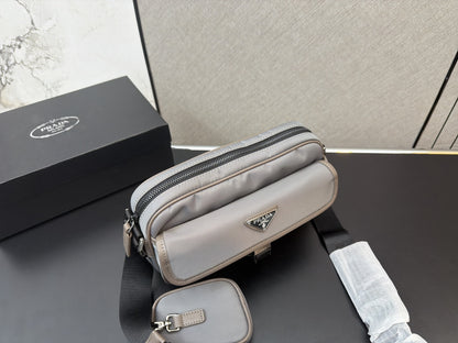 PRADA RE-NYLON LEATHER-TRIMMED SHOULDER BAG – FULL SET – 1:1 HIGH END