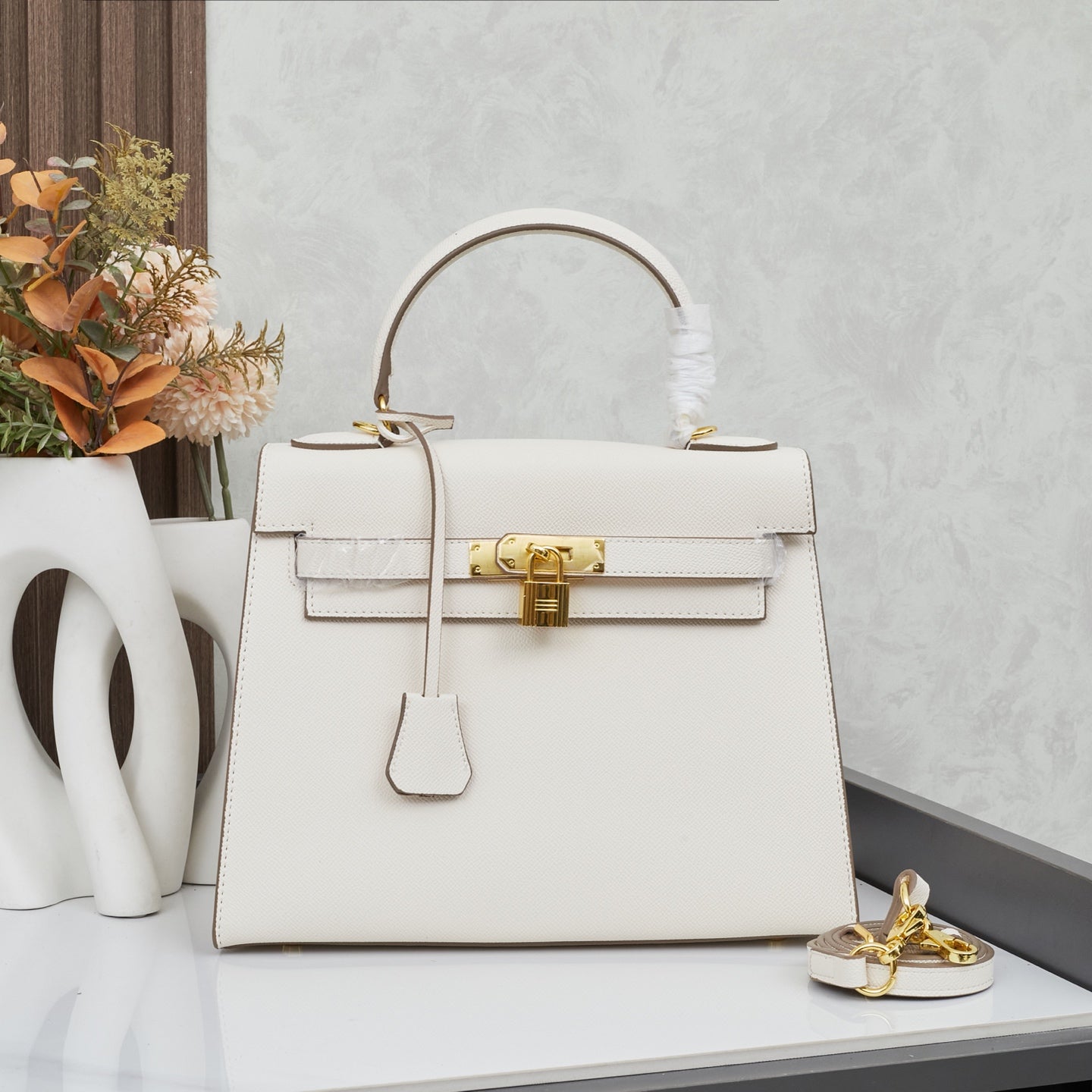 HERMÈS SCHULTERTASCHE KELLY 28CM FEU RETOURNE GOLD - 1:1 HIGH END