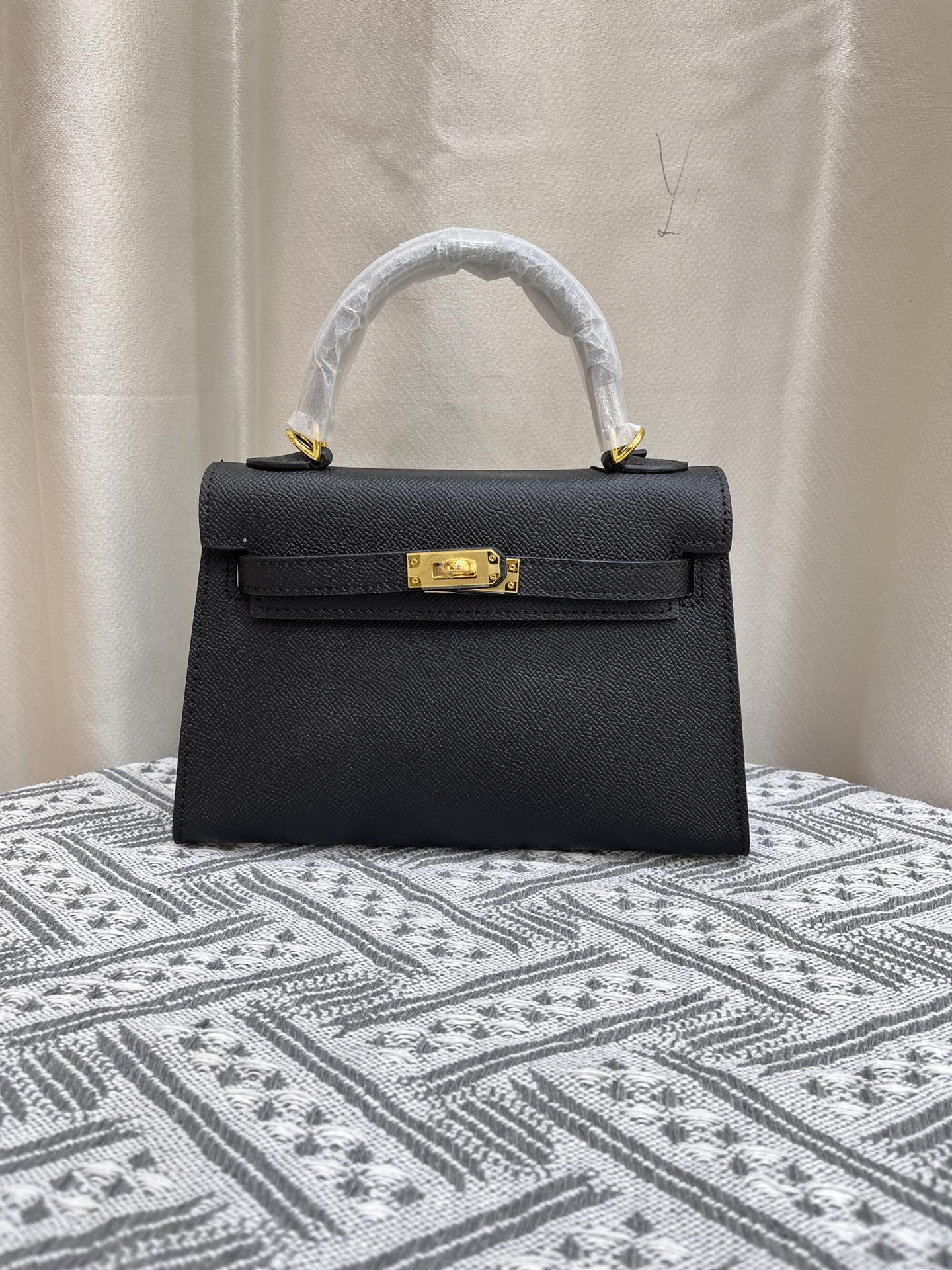 HERMÈS GRIS ETAIN MINI KELLY SELLIER 20 EPSOM GOLD/SILVER HARDWARE- 1:1 HIGH END