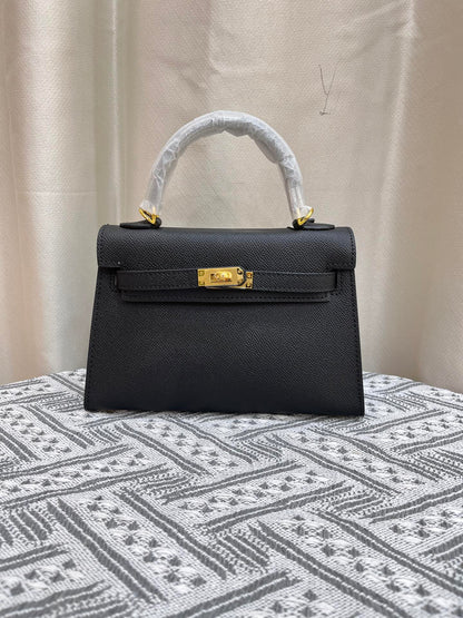 HERMÈS GRIS ETAIN MINI KELLY SELLIER 20 EPSOM GOLD/SILVER HARDWARE- 1:1 HIGH END