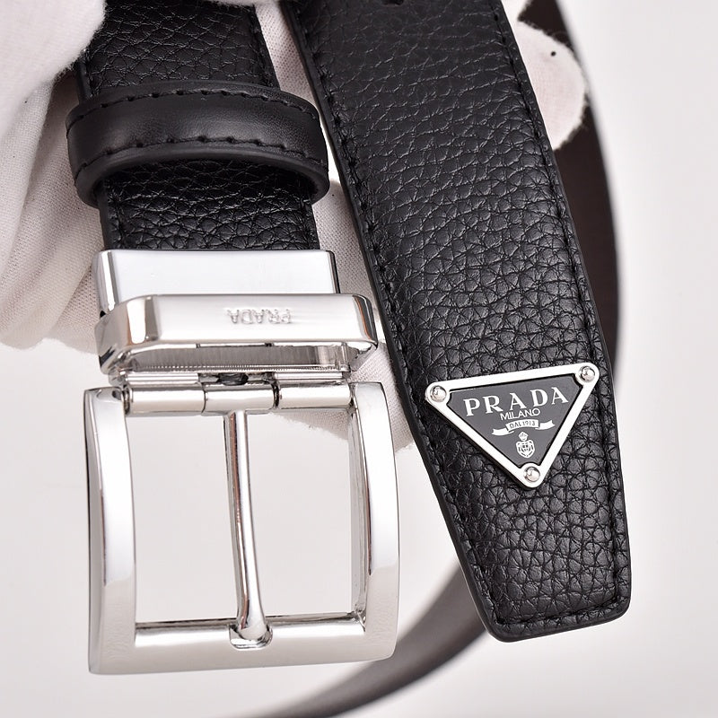 PRADA BUSINESS RETRO PIN BUCKLE LEATHER BELT COLLECTION – FULL SET – 1:1 HIGH END