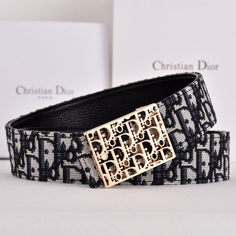 DIOR OBLIQUE CD JACQUARD RETRO BUCKLE BELT-FULL SET – 1:1 HIGH END