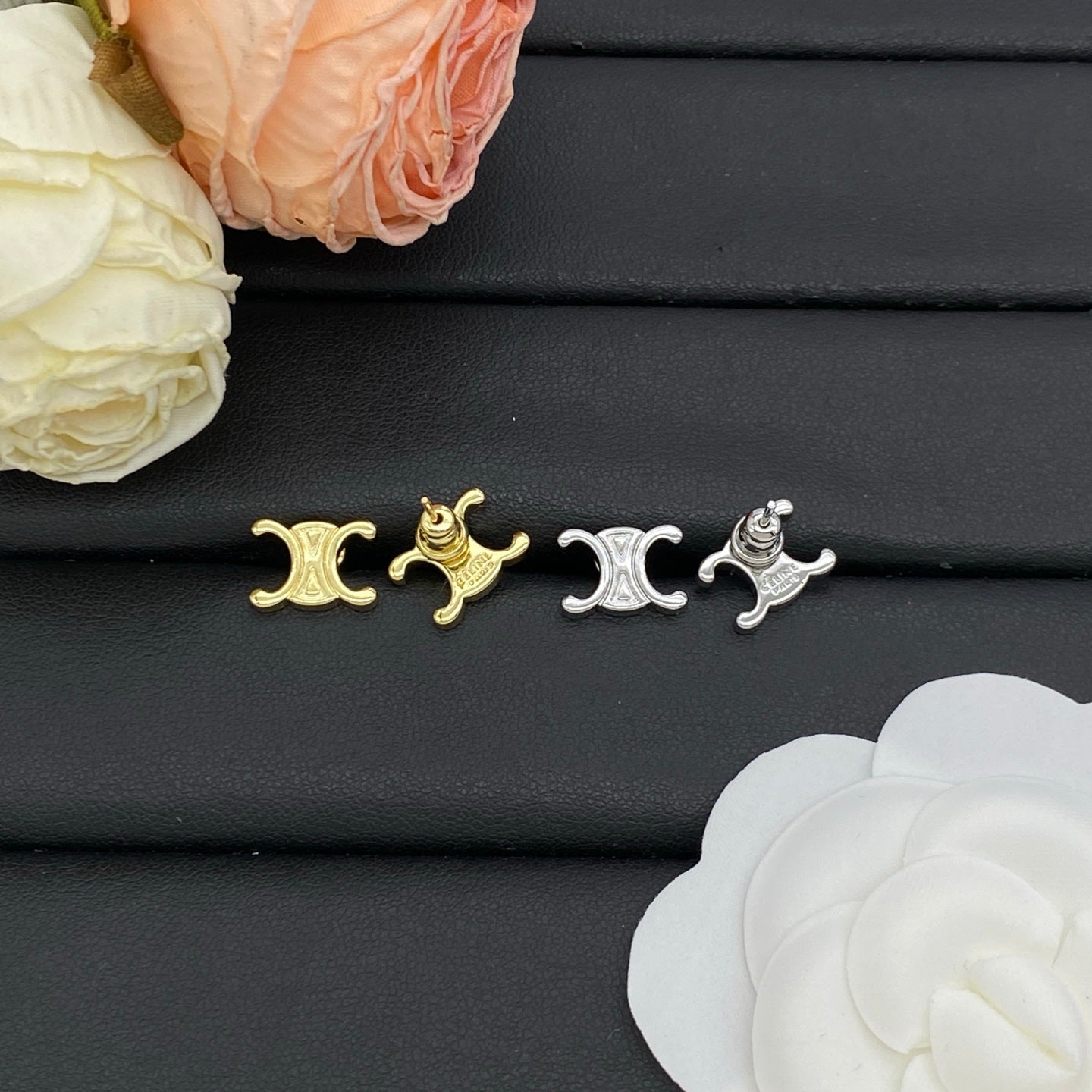 CELINE TRIOMPHE STUD EARRINGS – FULL SET – 1:1 HIGH END