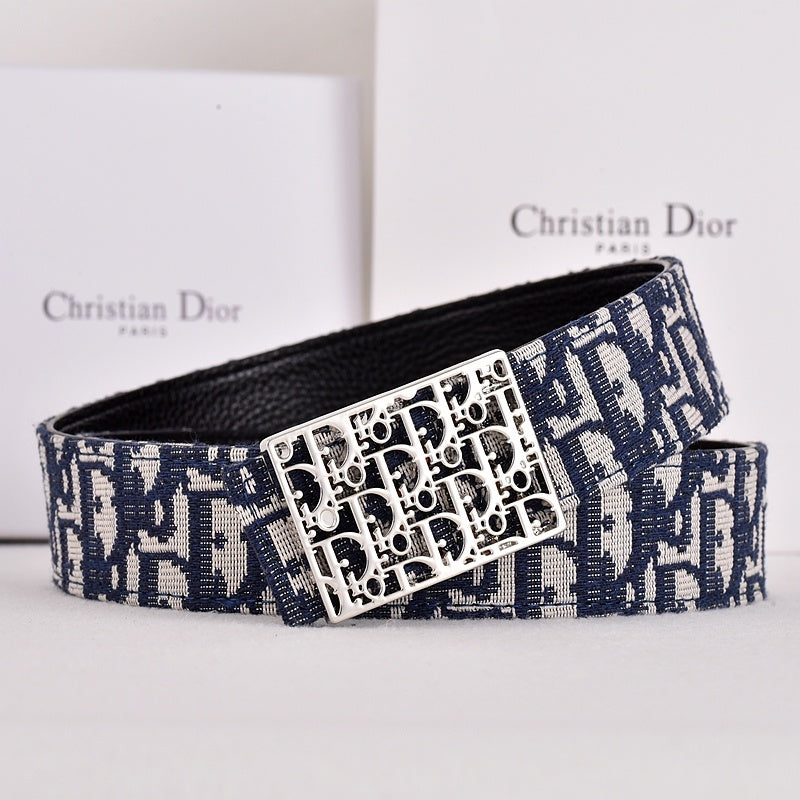DIOR OBLIQUE CD JACQUARD RETRO BUCKLE BELT-FULL SET – 1:1 HIGH END