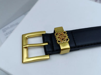 LOEWE ANAGRAM RETRO PIN BUCKLE LEATHER BELT – FULL SET – 1:1 HIGH END
