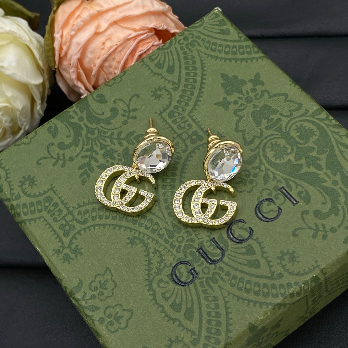 GUCCI CRYSTAL DOUBLE G EARRINGE – FULL SET - 1:1 HIGH END
