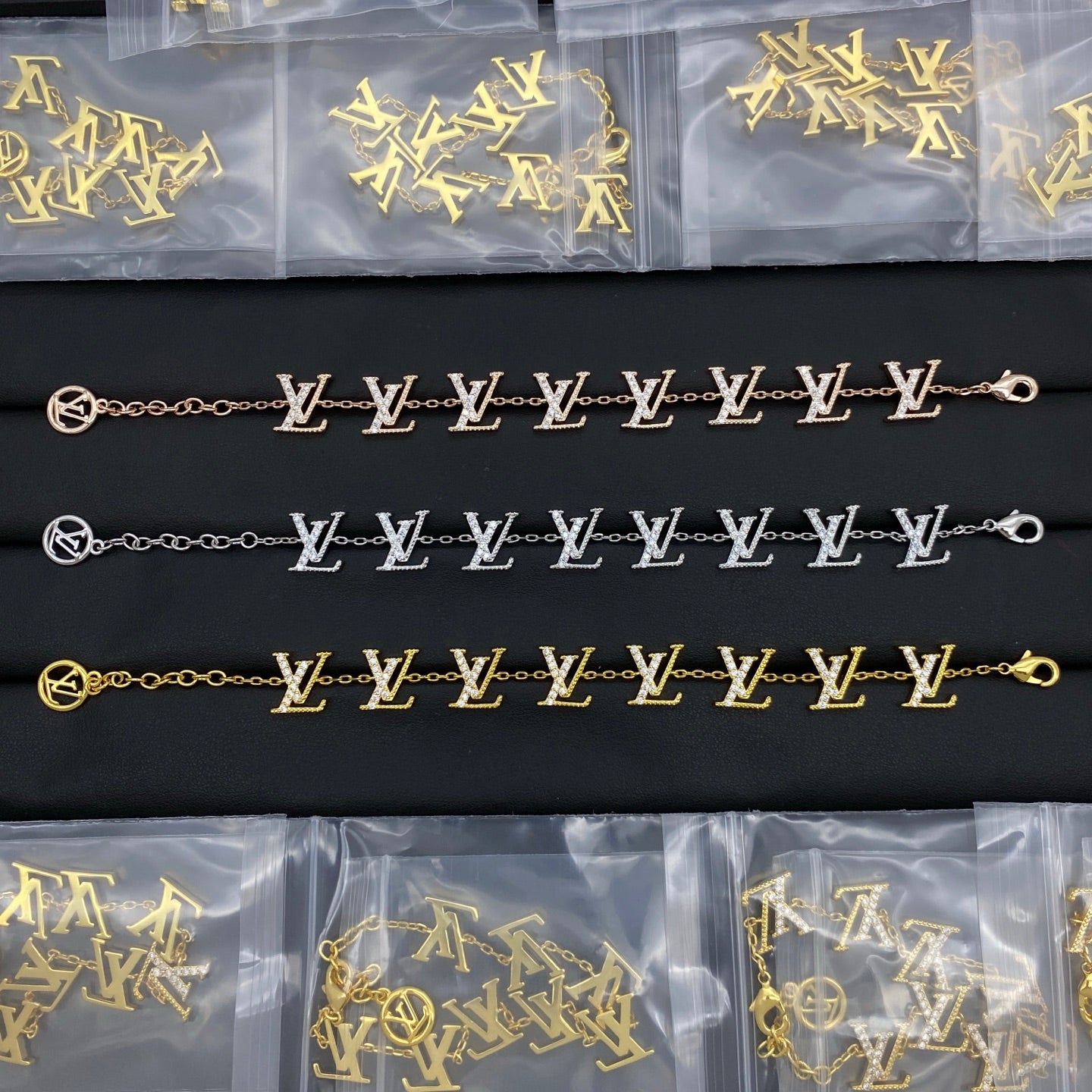 LOUIS VUITTON LV CRYSTAL LOGO BRACELET – Full Set - 1:1 HIGH END