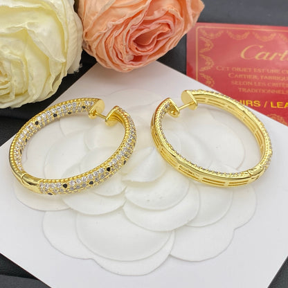 CARTIER PANTHÈRE DIAMOND HOOP EARRINGS – FULL SET – 1:1 HIGH END