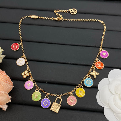 LOUIS VUITTON MONOGRAM ENAMEL CHARMS NECKLACE – Full Set - 1:1 HIGH END