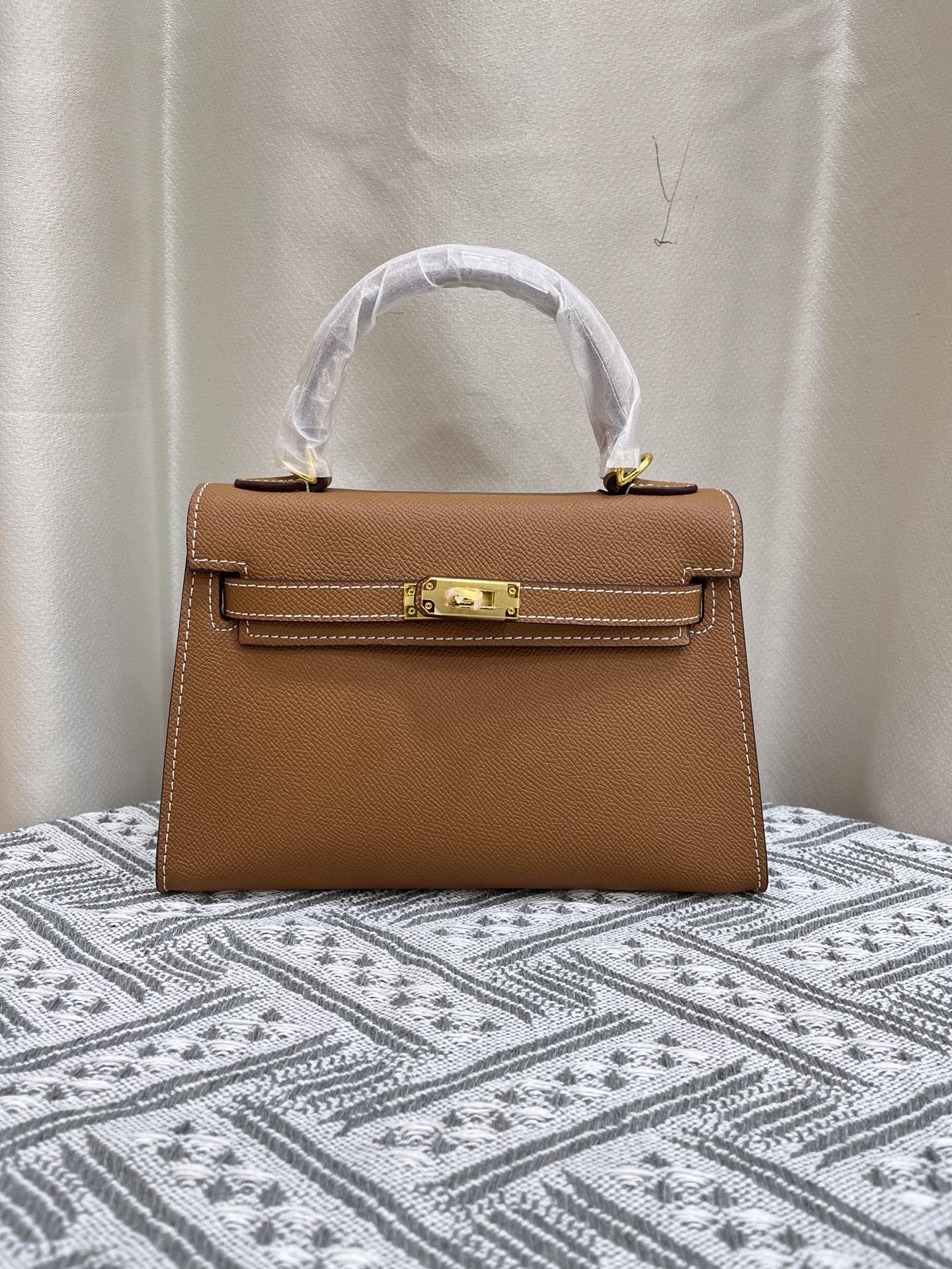 HERMÈS GRIS ETAIN MINI KELLY SELLIER 20 EPSOM GOLD/SILVER HARDWARE- 1:1 HIGH END