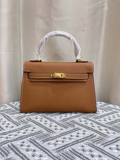 HERMÈS GRIS ETAIN MINI KELLY SELLIER 20 EPSOM GOLD/SILVER HARDWARE- 1:1 HIGH END