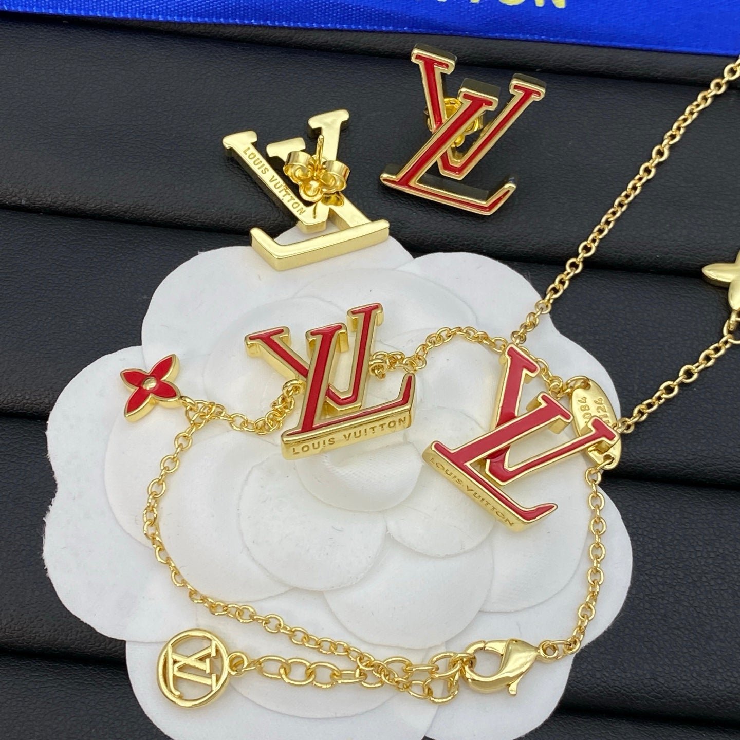 LOUIS VUITTON LV ICONIC ENAMEL EARRING/BRACELET/NECKLACE – Full Set - 1:1 HIGH END