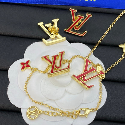 LOUIS VUITTON LV ICONIC ENAMEL EARRING/BRACELET/NECKLACE – Full Set - 1:1 HIGH END