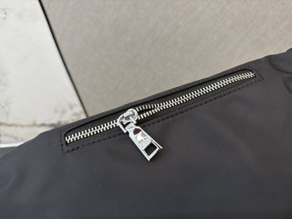 PRADA NYLON AND SAFFIANO LEATHER BELT BAG – SILVER / GOLD LOGO – FULL SET – 1:1 HIGH END
