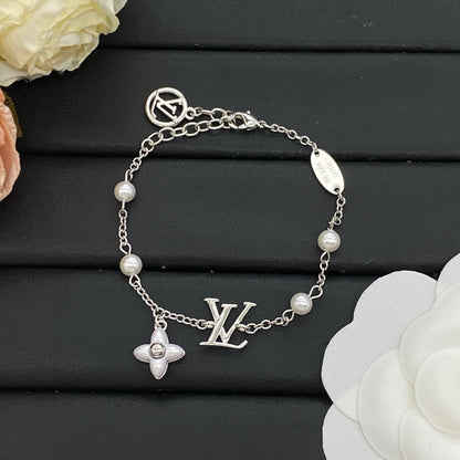 LOUIS VUITTON COLOR BLOSSOM PEARL NECKLACE & BRACELET SET – FULL SET – 1:1 HIGH END