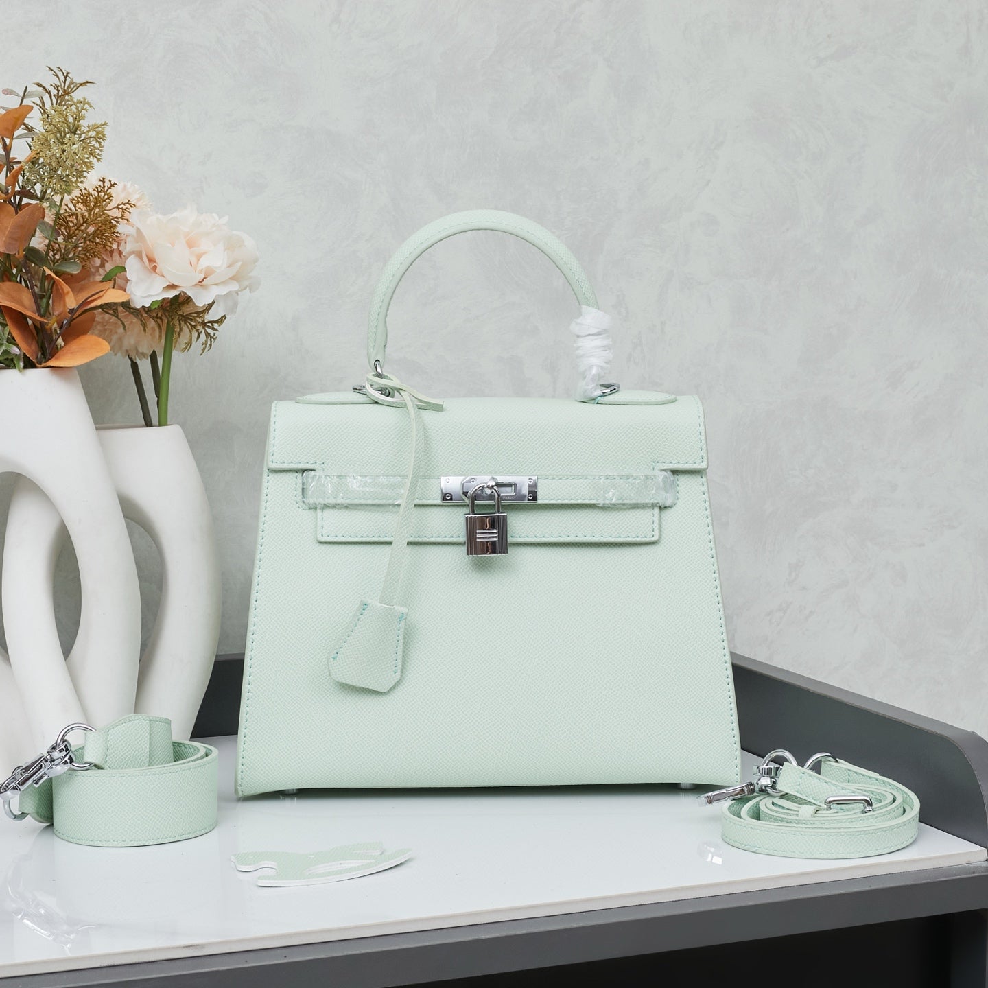 HERMÈS SCHULTERTASCHE KELLY 28CM FEU RETOURNE SILVER - 1:1 HIGH END